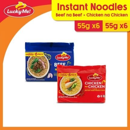 Lucky Me! Instant Noodles Beef na Beef 55gx6 + Lucky Me! Instant Noodles Chicken na Chicken 55gx6
